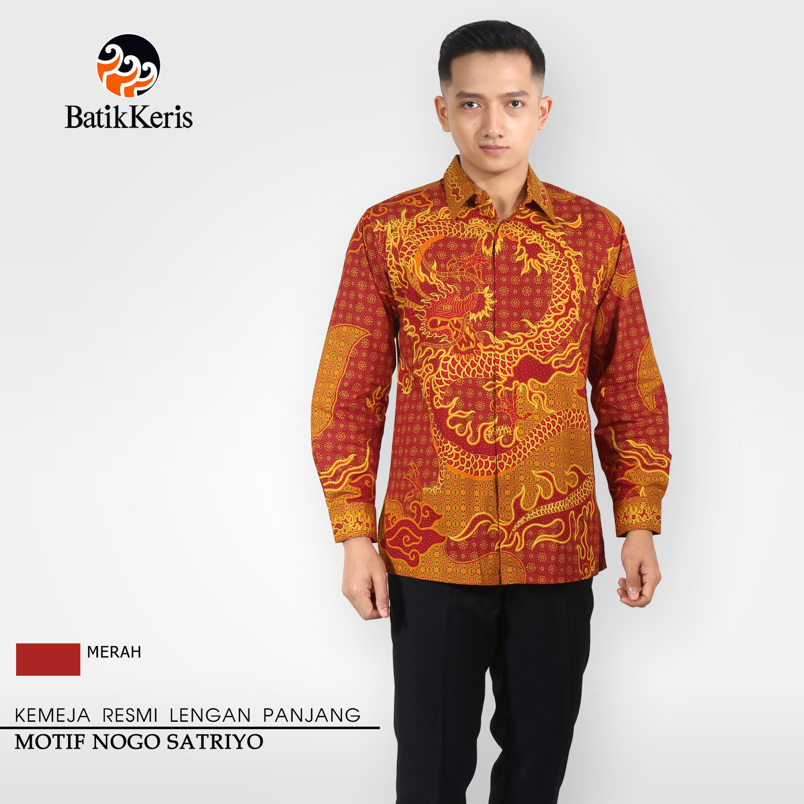 Kemeja Batik Formal Lengan Panjang Motif Naga Satrio Batik Keris Online