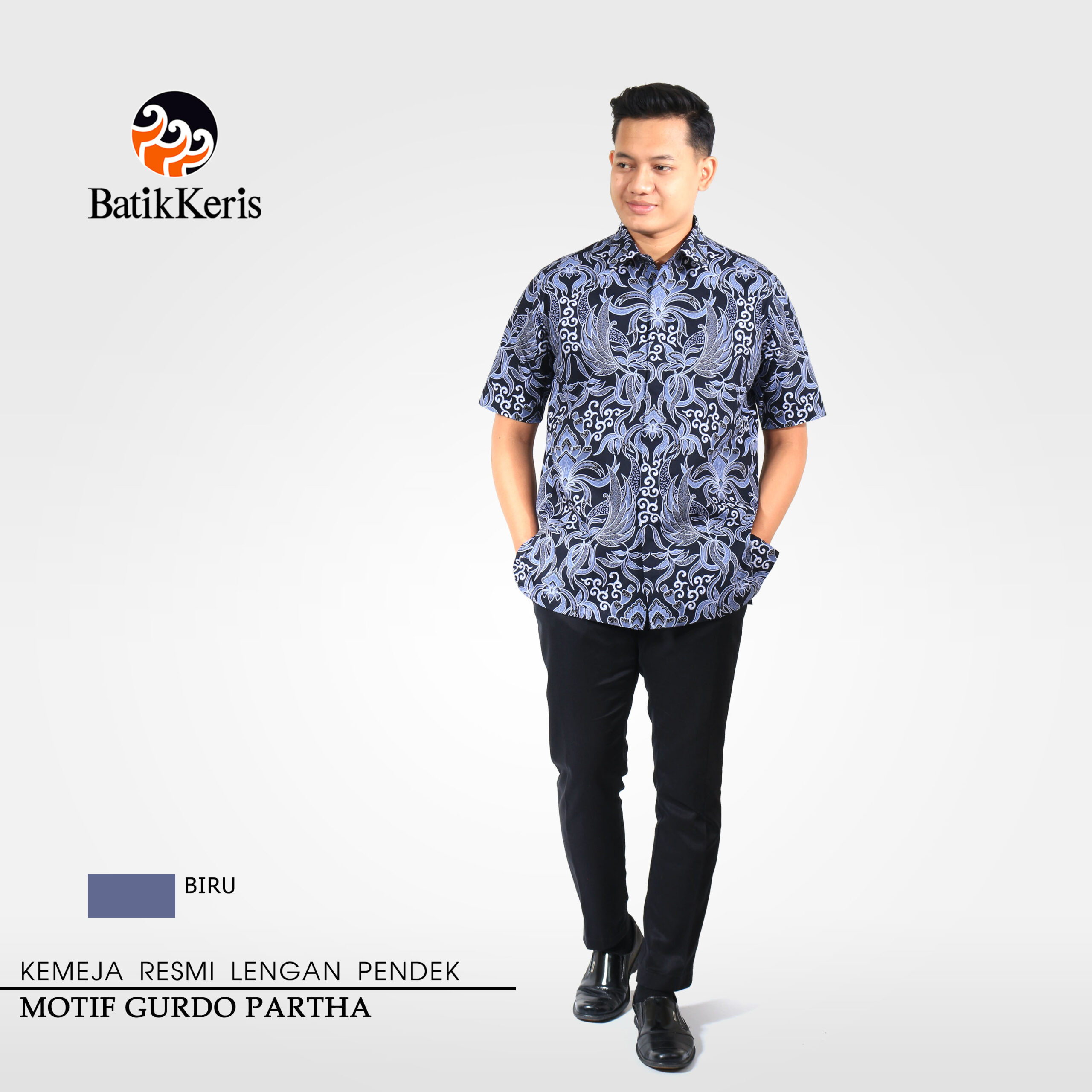 Kemeja Reguler Fit Batik Lengan Pendek Motif Gurdo Partha Batik Keris