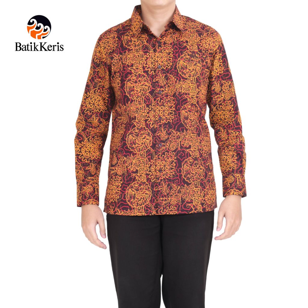  KEMEJA  BATIK  SLIMFIT LENGAN PANJANG MOTIF SEKAR JAGAD AYAM 