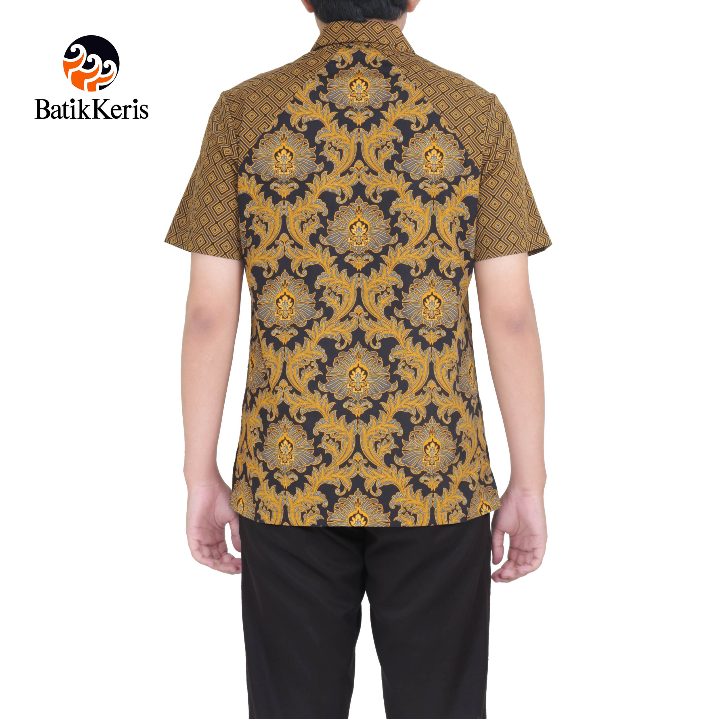 Batik Keris Online KEMEJA BATIK SLIMFIT LENGAN PENDEK MOTIF BUNGA