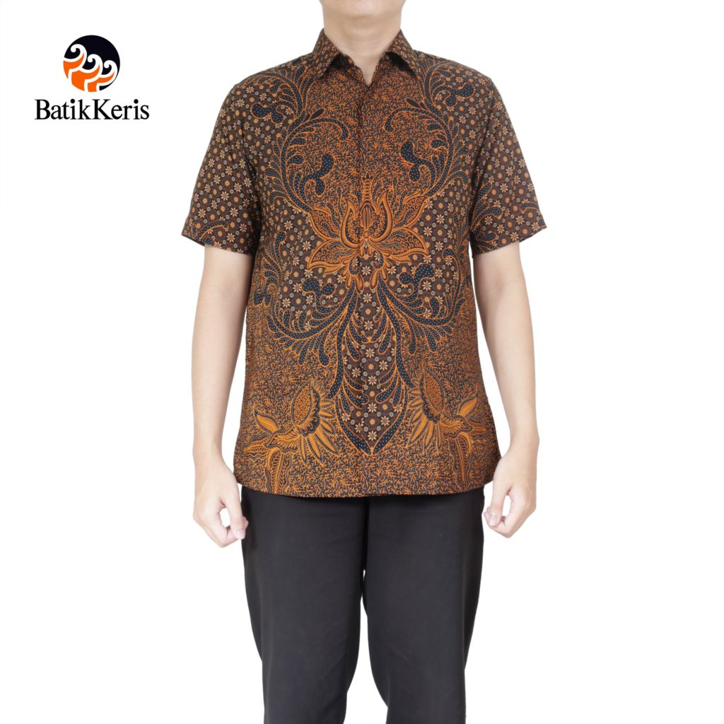 KEMEJA BATIK  FORMAL LENGAN PENDEK  MOTIF BUNGA BERJAYA 