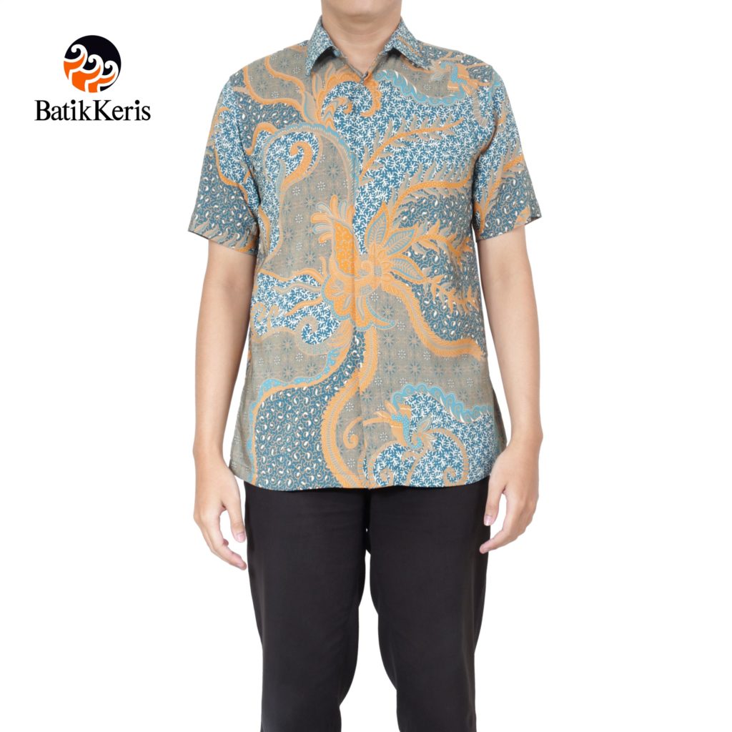  KEMEJA BATIK FORMAL LENGAN PENDEK MOTIF ALANG ALANG ARKORO 