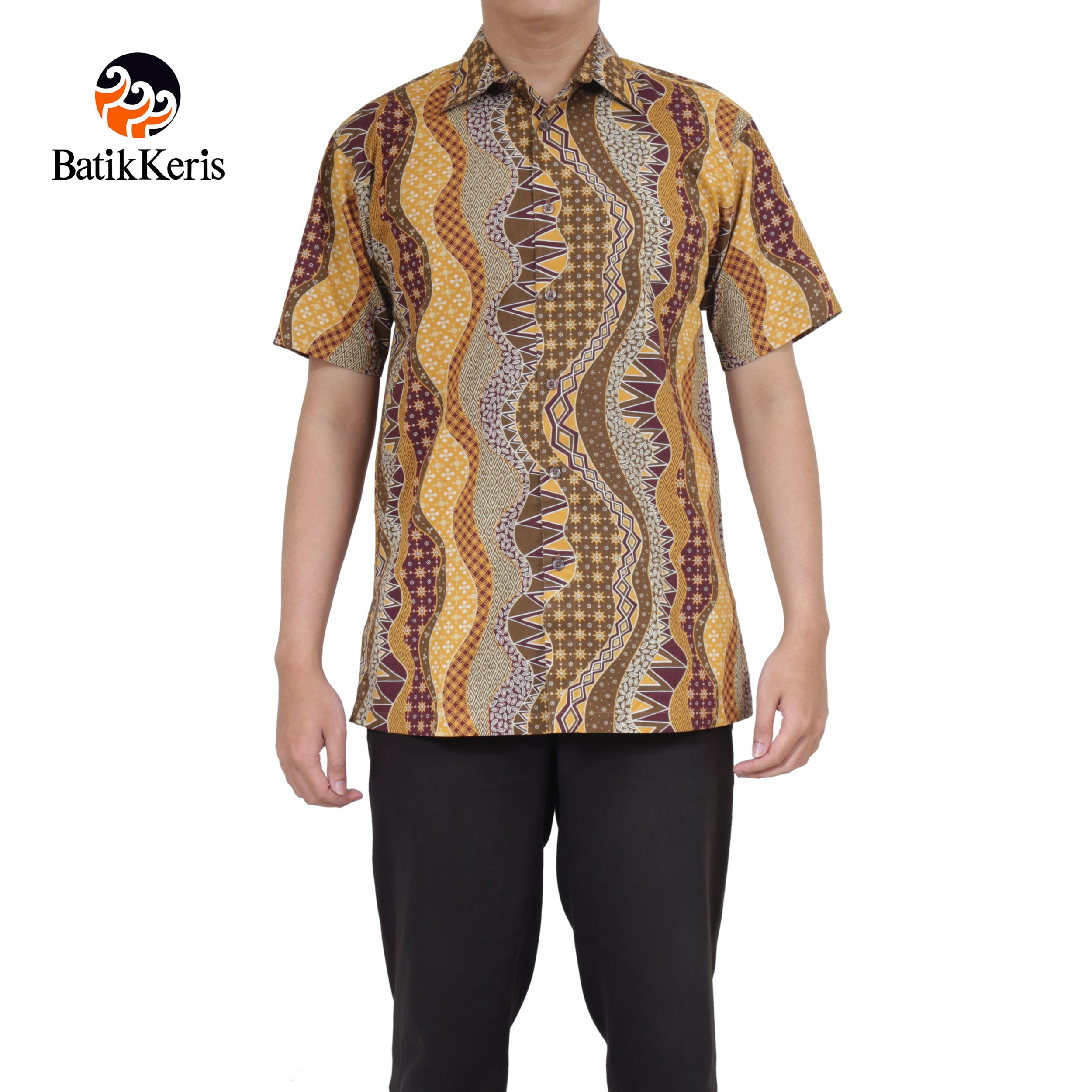 KEMEJA SANTAI MOTIF  LENGKUNG TRUNTUM  Batik  Keris Online