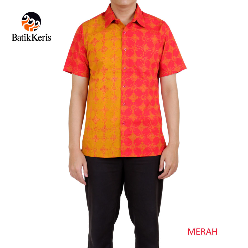 KEMEJA BATIK  SLIMFIT LENGAN PENDEK MOTIF KAWUNG BESAR  