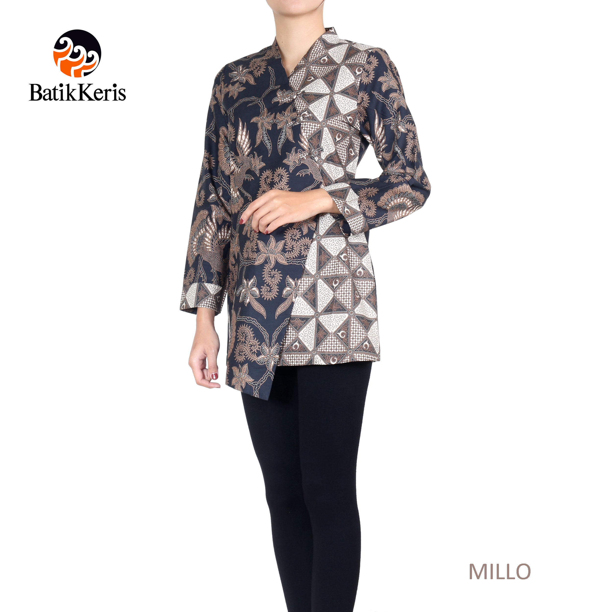 BLOUSE BATIK  LENGAN PANJANG MOTIF GURDO KAMAJAYA KOMBINASI 