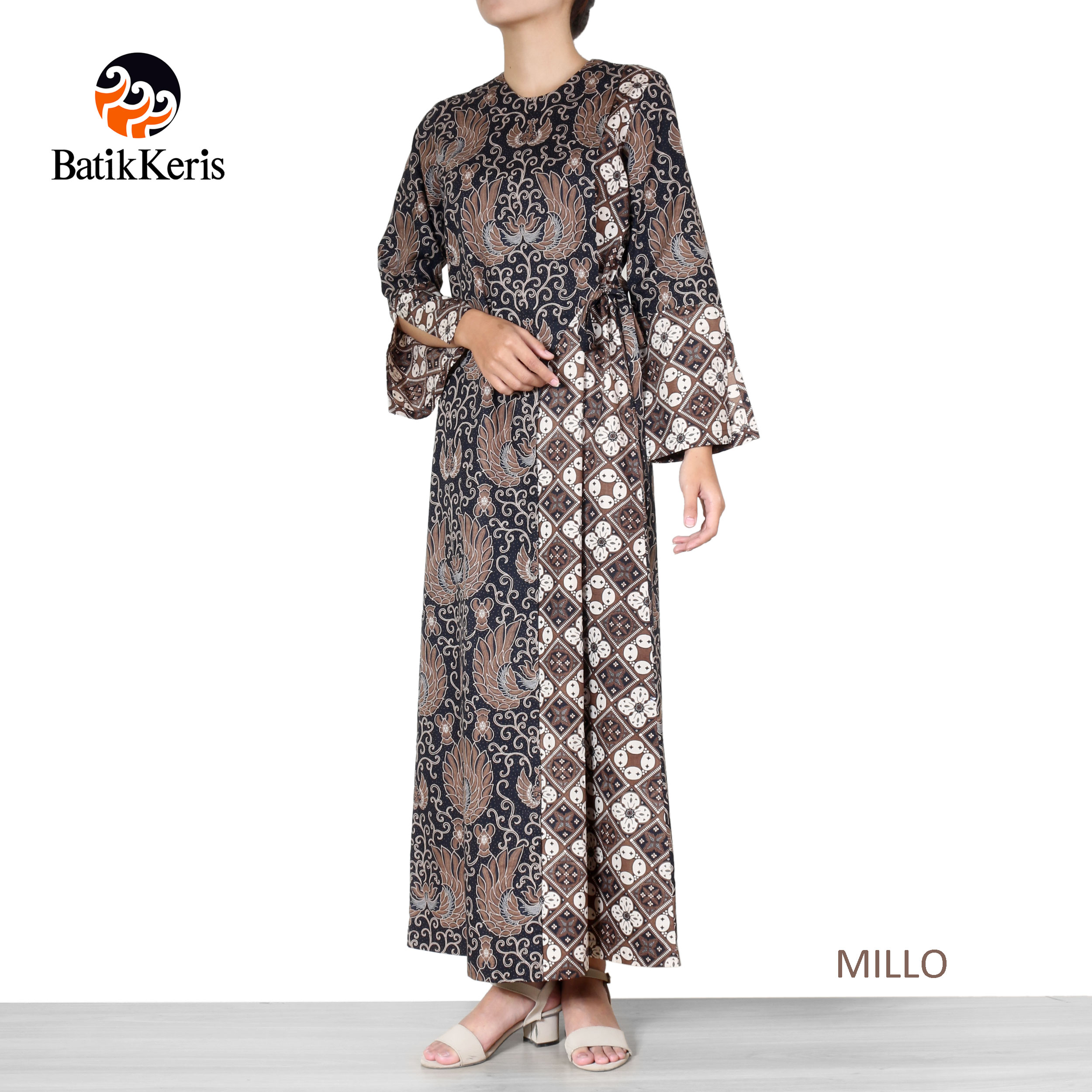  ABAYA BATIK  MOTIF GURDO LUNG ASMORO KOMBINASI KAWUNG 