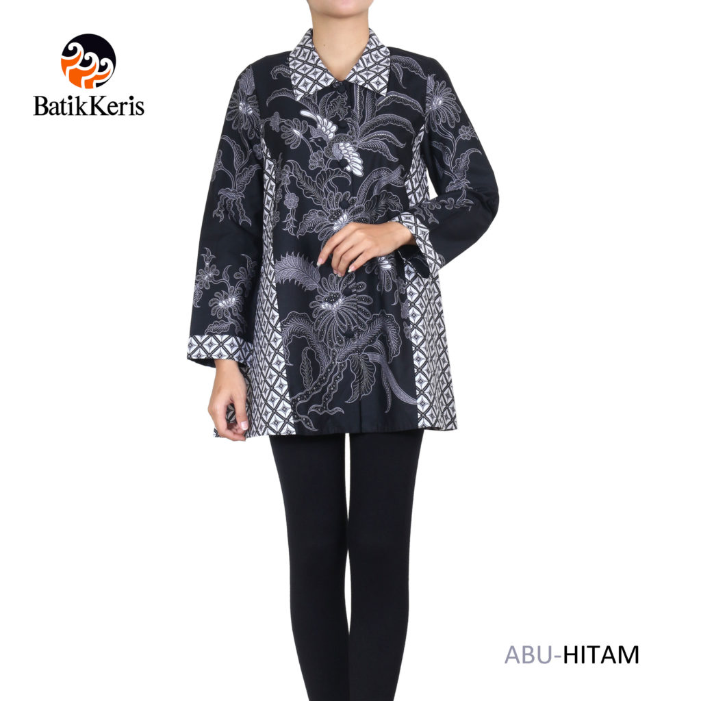 BLOUSE BATIK  LENGAN PANJANG MOTIF  KEMBANG BOKET KOMBINASI 