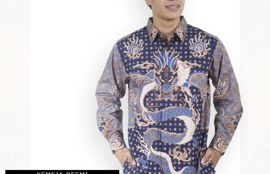  Kemeja  Batik Formal Lengan Panjang Motif Naga  Puspo Mulyo 