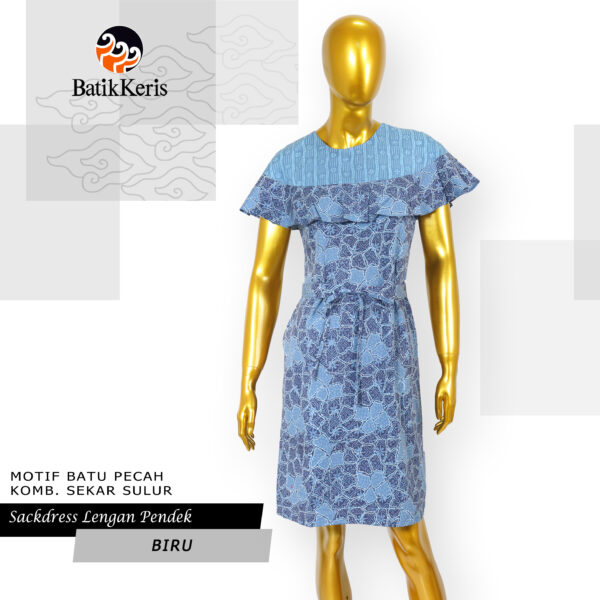Sackdress Batik Lengan Pendek Motif Batu Pecah Kombinasi Sekar Sulur Batik Keris Online