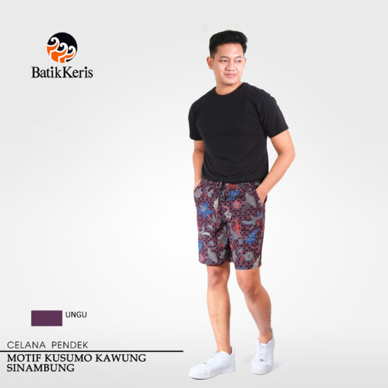 Celana Pendek Batik Motif Kusumo Kawung Sinambung