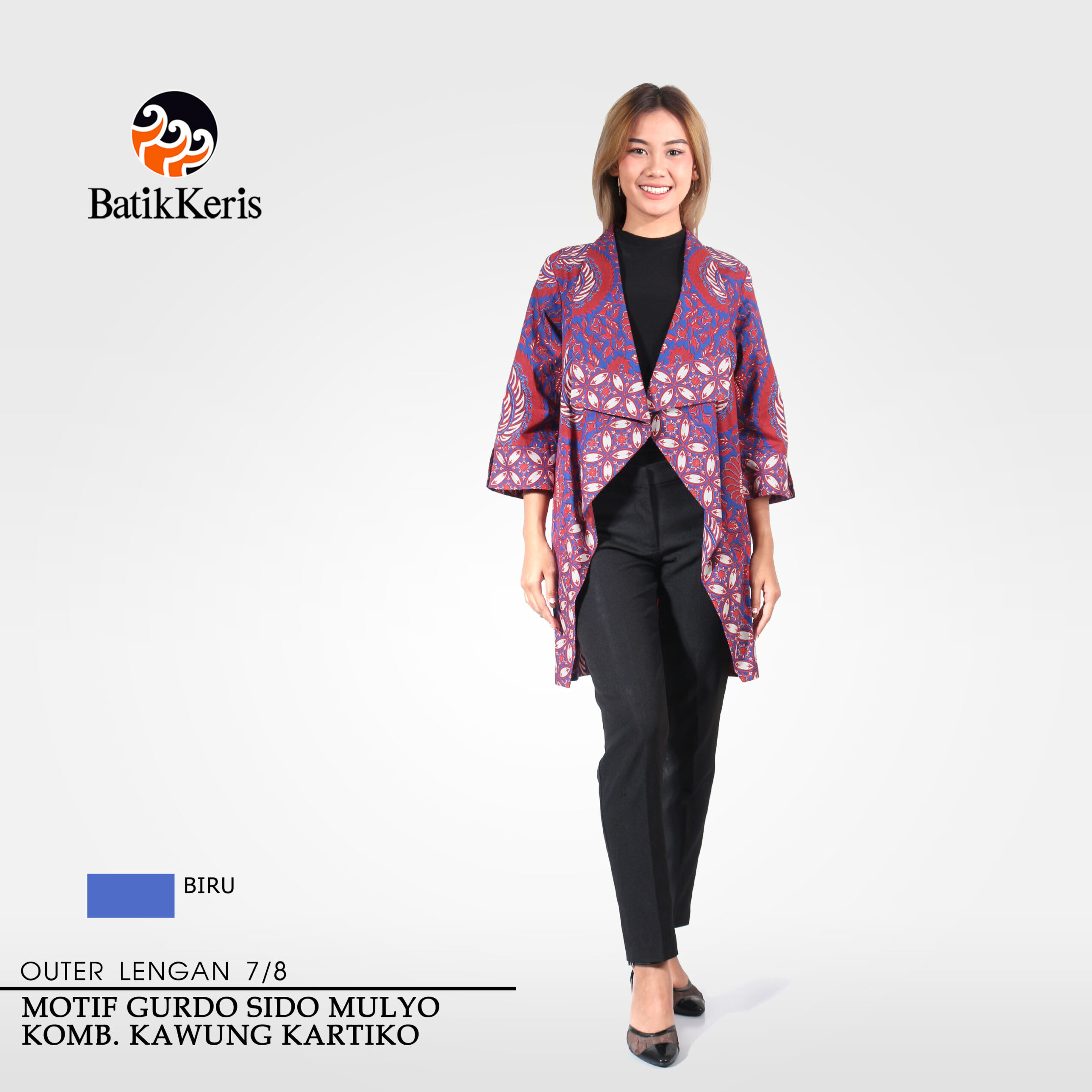 Outer Batik Lengan 7/8 Motif Gurdo Sido Mulyo Kombinasi Kawung Kartiko