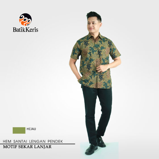 Kemeja Relaxed Fit Batik Lengan Pendek Motif Sekar Lanjar