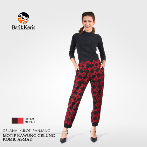 Celana Kulot Panjang Batik Bawah Rib Motif Kawung Gelung Kombinasi Asmad