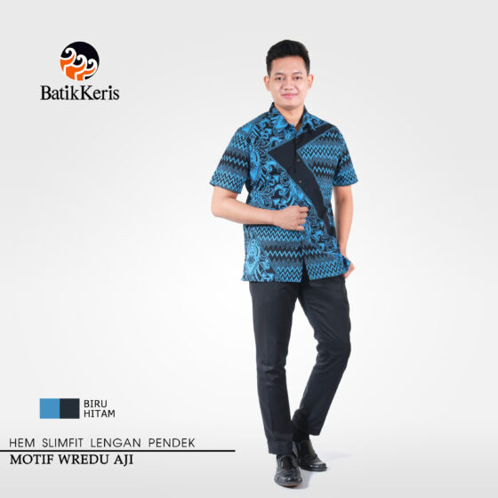 Kemeja Slimfit Batik Lengan Pendek Motif Wredu Aji