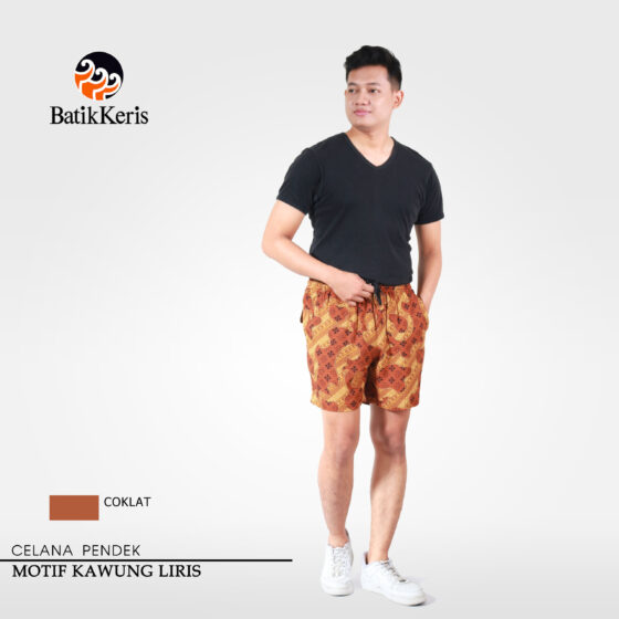 Celana Pendek Batik Motif Kawung Liris