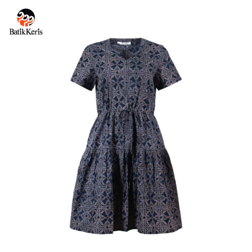 Dress Batik Lengan Pendek Motif Cecek Plus Batik Keris Online