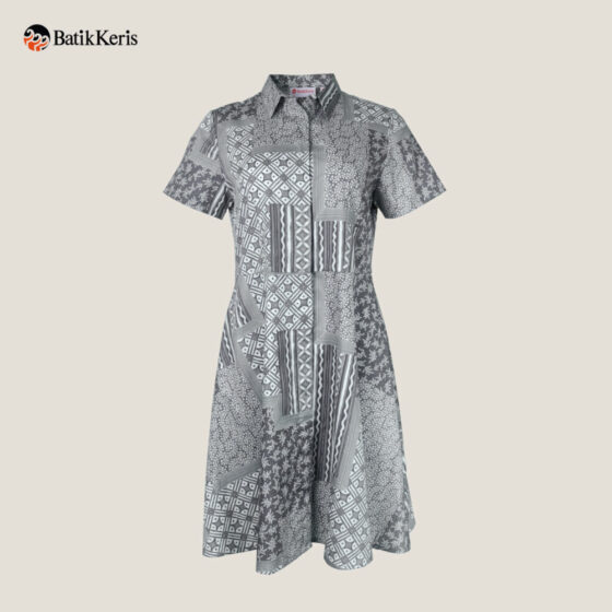 Dress Batik Lengan Pendek Motif Keris Maneka Warna