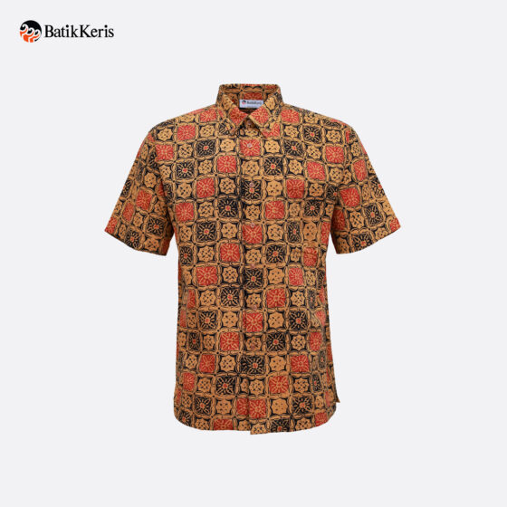 Kemeja Relaxed Fit Batik Lengan Pendek Motif Kawung Kotak - CRB