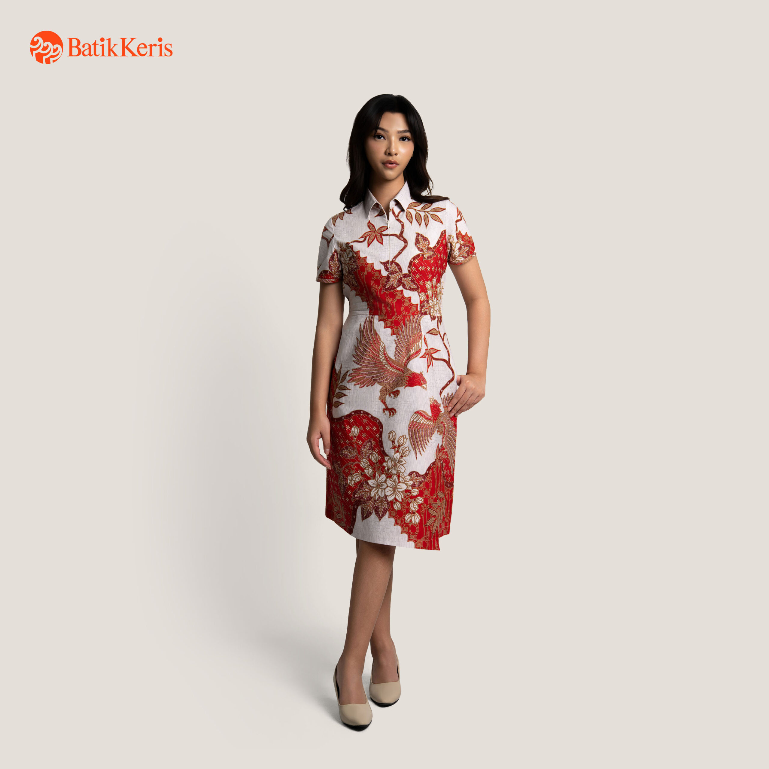 dress batik keris modern Dress Batik Lengan Pendek Motif Keris Jagat Pratiwi