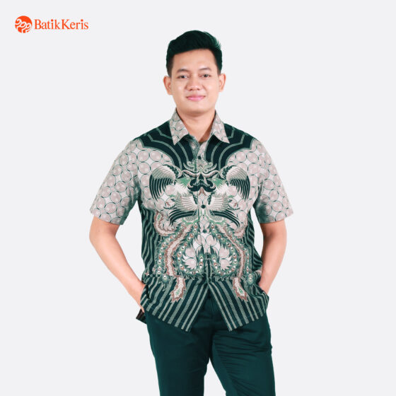 Kemeja Slimfit Batik Lengan Pendek Motif Keris Dwi Peksi