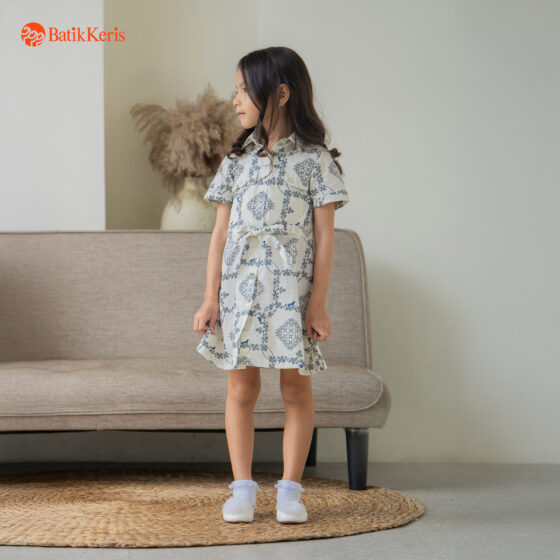 Dress Anak Batik Lengan Pendek Motif Keris Harashta