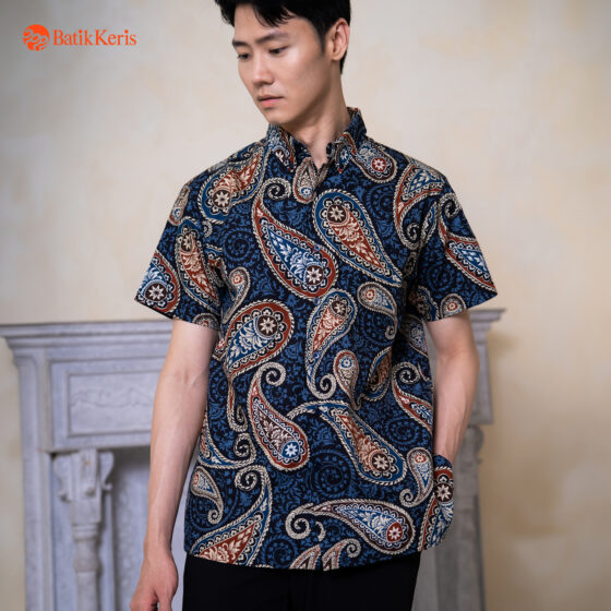 Kemeja Relaxed Fit Batik Lengan Pendek Motif Keris Peisley Katon Laras