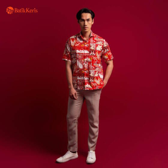 Kemeja Slimfit Batik Lengan Pendek Motif Keris Rahayu Mardika