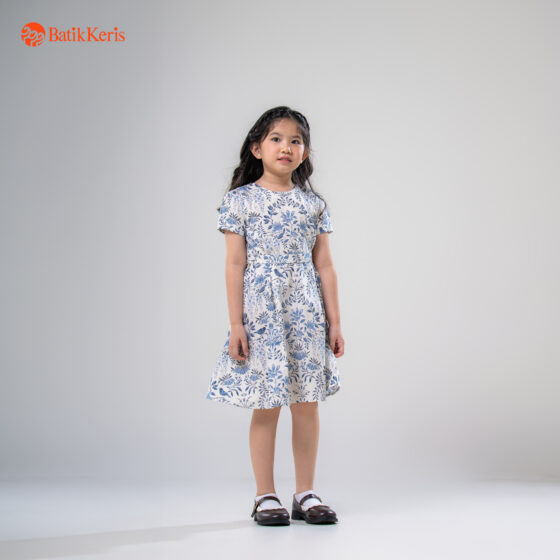 Dress Anak Batik Lengan Pendek Motif Keris Rimbun Hamparan Bunga