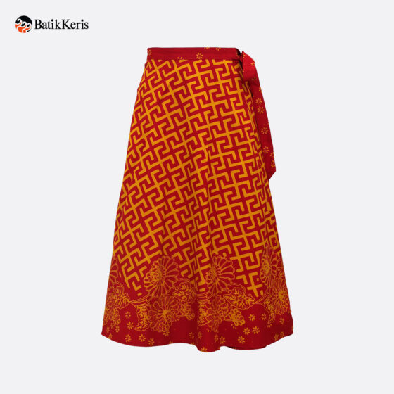Wrap Skirt Midi Batik Motif Swastika Kombinasi