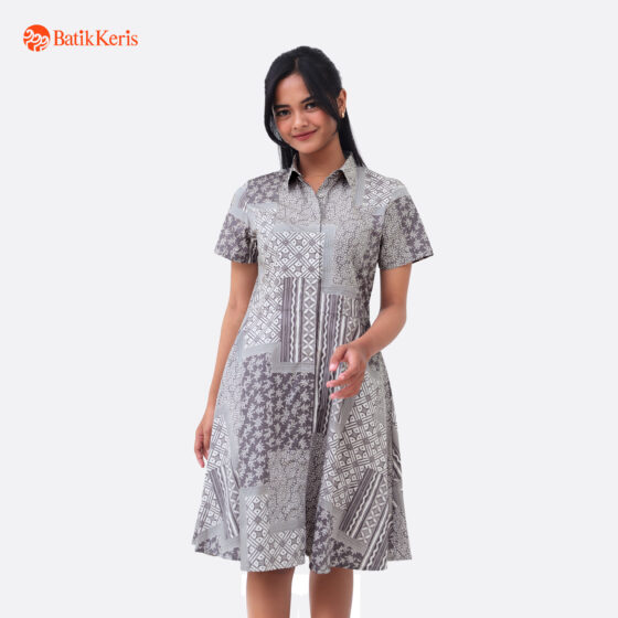 Dress Batik Lengan Pendek Motif Keris Maneka Warna